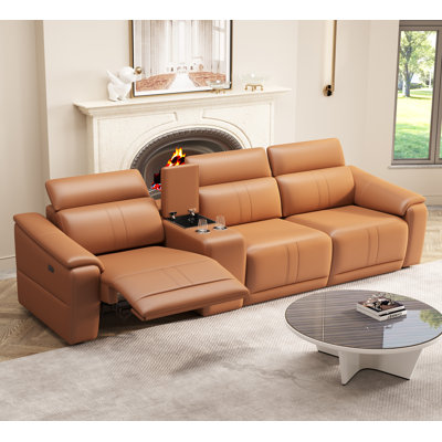 Power Recliner Sofa Set, 3-Seat Reclining Sectional Sofa With Adjustable Headrest