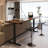 Nut-brown+Black Rectangular Solid Wood+Steel desk-469725186