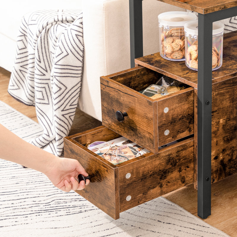 Ashippun 24'' Tall 2 - Drawer Side Table with Storage, Brown