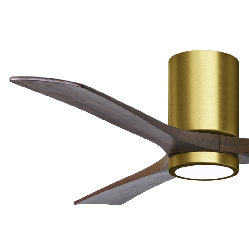 Olivier à 3 pales DEL standard avec ventilateur de plafond et ensemble d'éclairage inclus, Laiton brossé, Noyer, 52"