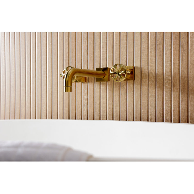 Kingston Brass Belknap Two-Handle 3-Hole Wall Mount Roman Tub Faucet, Brushed Brass