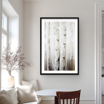Abstract White Birches - Modern Living, reproduction encadrée