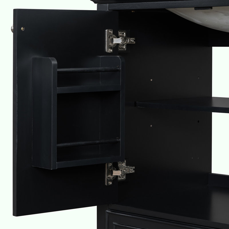 30-inch Vanity with Sink Combo, Silver, Black