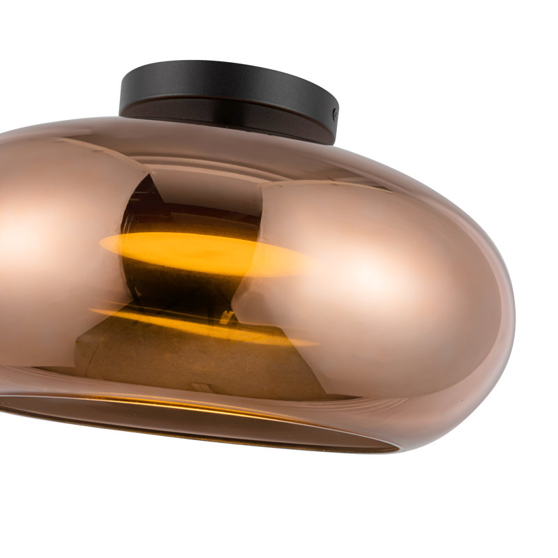 Trinity Glass LED Semi Flush Mount, Copper