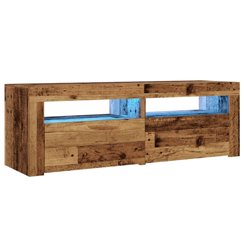 Letizia TV Cabinet with LED Lights 120x35x40 cm, Old Wood