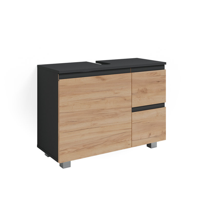 Langhorne 80cm Single Bathroom Vanity Base Only in Brown/Black
