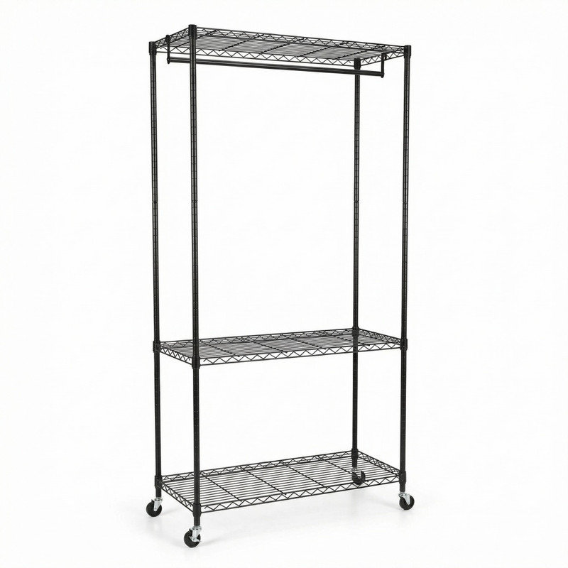 Organisateur de garde-robe sur pied à roulettes robuste pour vêtements l 35,43 po x l 17,72 po x H 73,23 po