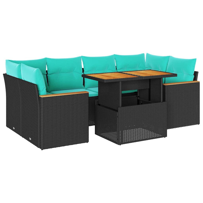  Ensemble de canapé de patio 7 pièces avec coussins en rotin de polyester