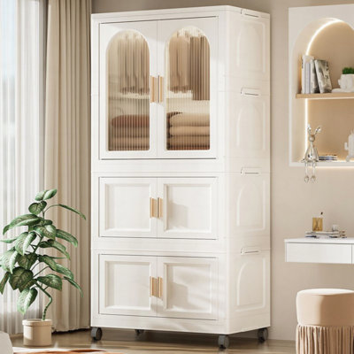 Armoire de rangement en plastique à roulettes 25,59 "avec porte magnétique