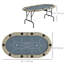 Table de poker 70 po pliable, table de jeu Blackjack pour 8 joueurs, bleu