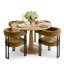 Ensemble de table à manger pour 4 personnes avec table ronde et 4 fauteuils en velours rembourrés-417909034