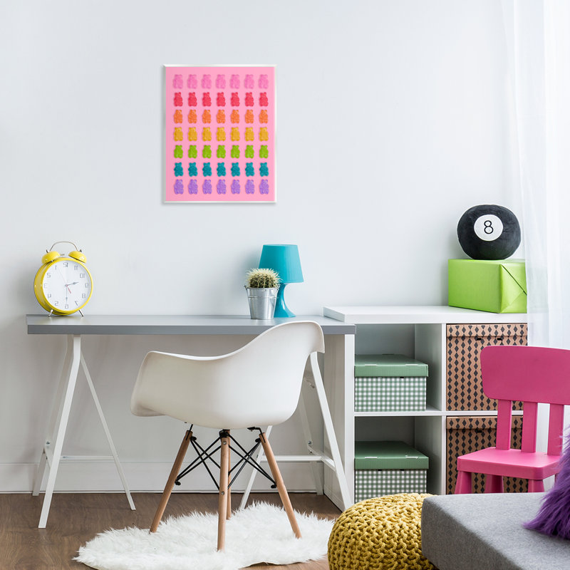 Rainbow Candy Bears on Pink Wall Plaque, design by LISH Creative