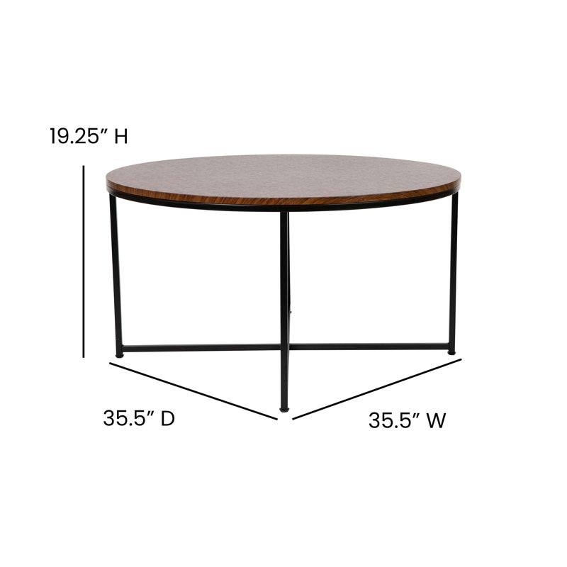 Ensemble de 3 tables basses et tables de bout avec cadre en métal Naugle, Noir mat, Noyer