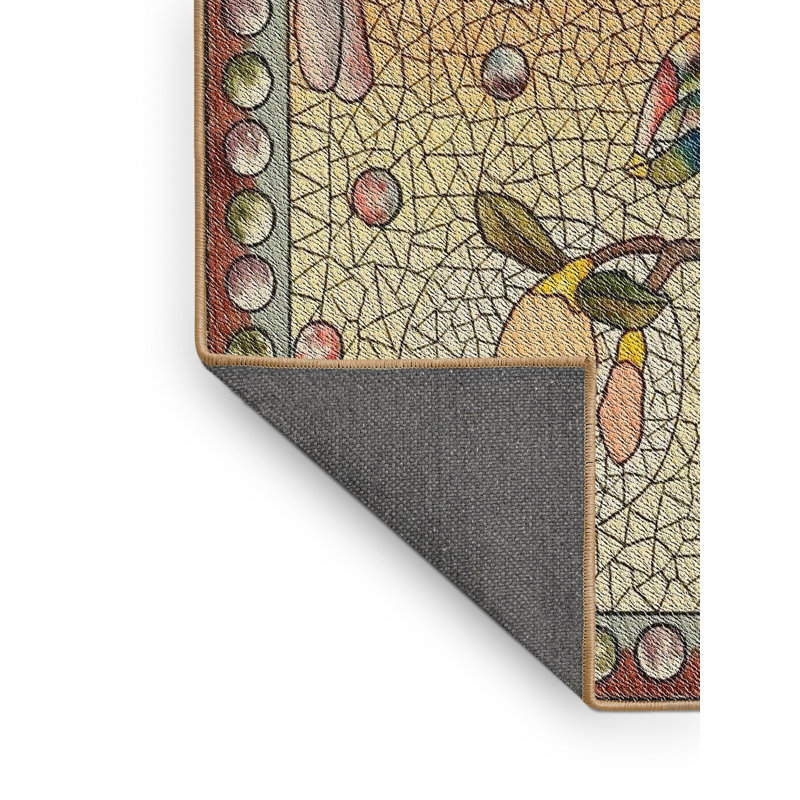 Tapis à motifs vert / rouge, Rectangle 4 pi x 6 pi