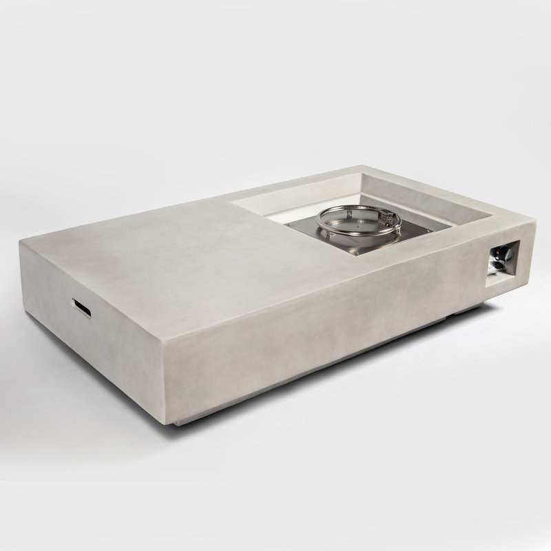 Table de foyer d'extérieur en béton de 60 pouces - énergie thermique de 50 000 pi, 22 pieds carrés chauffée, réglable à la flamme, alimentée au propane, sécuritaire et fiable, grand gaz gris avec flamme réglable, sortie, surface chauffante, construction,