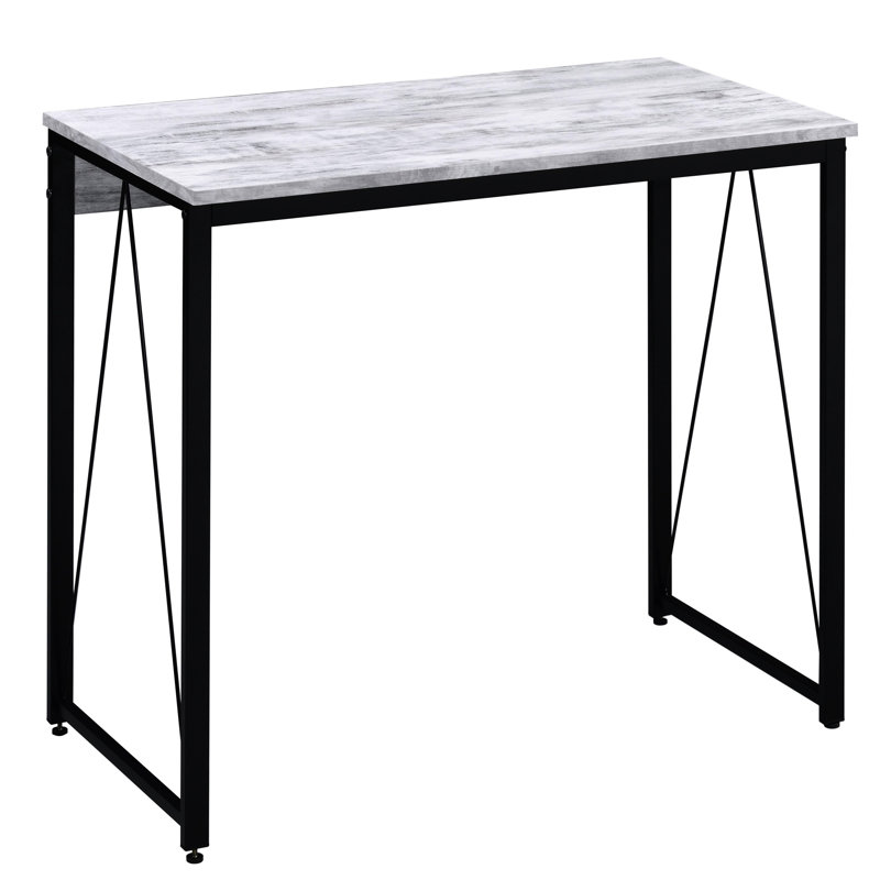 Bureau d'étude blanc antique et noir pour ados, style industriel rustique, bureau en métal style traîneau, noir, robuste