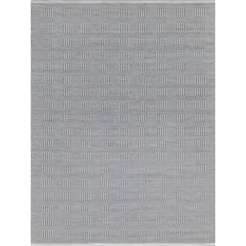 Rectangle Naples Geometric Handmade Flatweave Recycled P.E.T. Area Rug in Gray, Rectangle 9' x 12', Gray