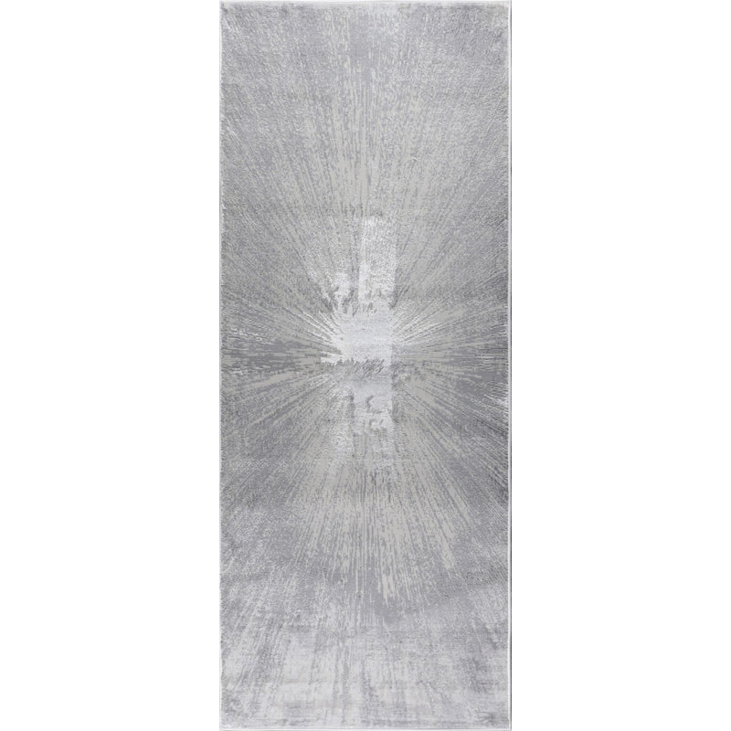 Carl Collection Grey Contemporary Abstract Area Rug, Runner 2'6" x 7'7"