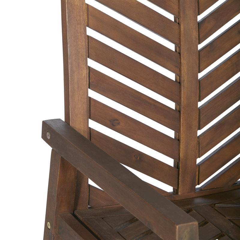 Chaise berçante d'extérieur en bois massif Harbison, Marron foncé