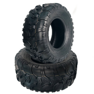 6-Ply Heavy Duty ATV/UTV All-Terrain Tires, Tubeless, 2-Pack – Excellent Grip for Trail, Mud, Sand, Snow – For Quad, 4 Wheeler, Golf Cart – Size 24x10x11 – Specs: AT24X10-11