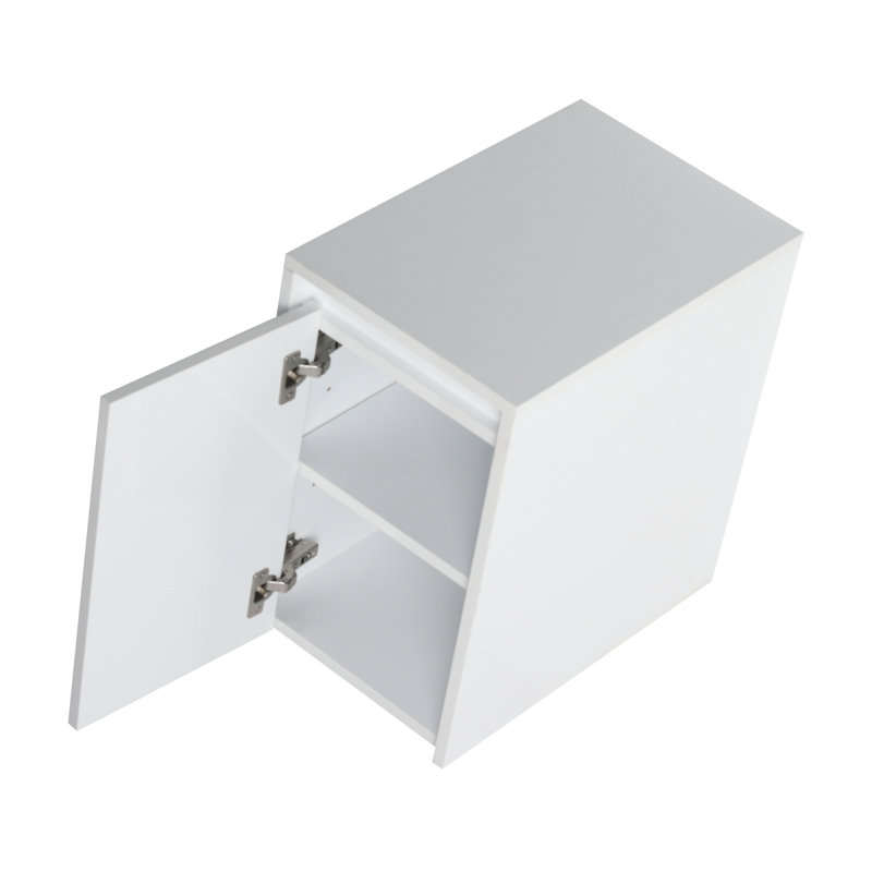 Armoire de salle de bain 12 po, portes à fermeture en douceur, fixation flottante, blanc brillant (emballage KD)