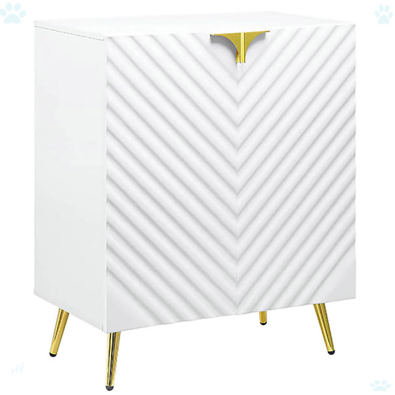 High Gloss And Gold Console Table With Shelf