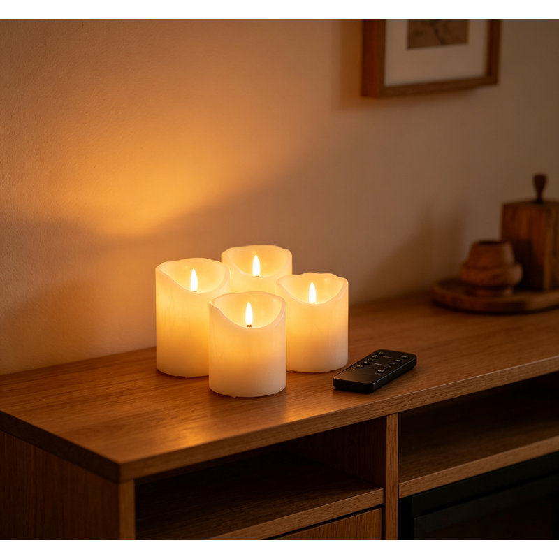 Bougies piliers DEL sans flamme en cire véritable, bougies à piles avec effet vacillant, télécommande et minuterie pour la décoration de table (mariage, Noël, maison).