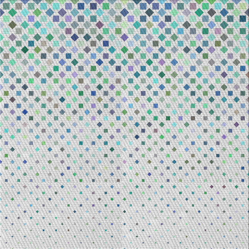 Tapis bleu/blanc à motifs, Carré 4 pi