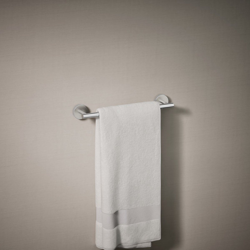Elate Wall Mounted Round Towel Bar, Metal Wall-Mounted Towel Holder, Polished Chrome, 2" H x 12" L x 2.75" D