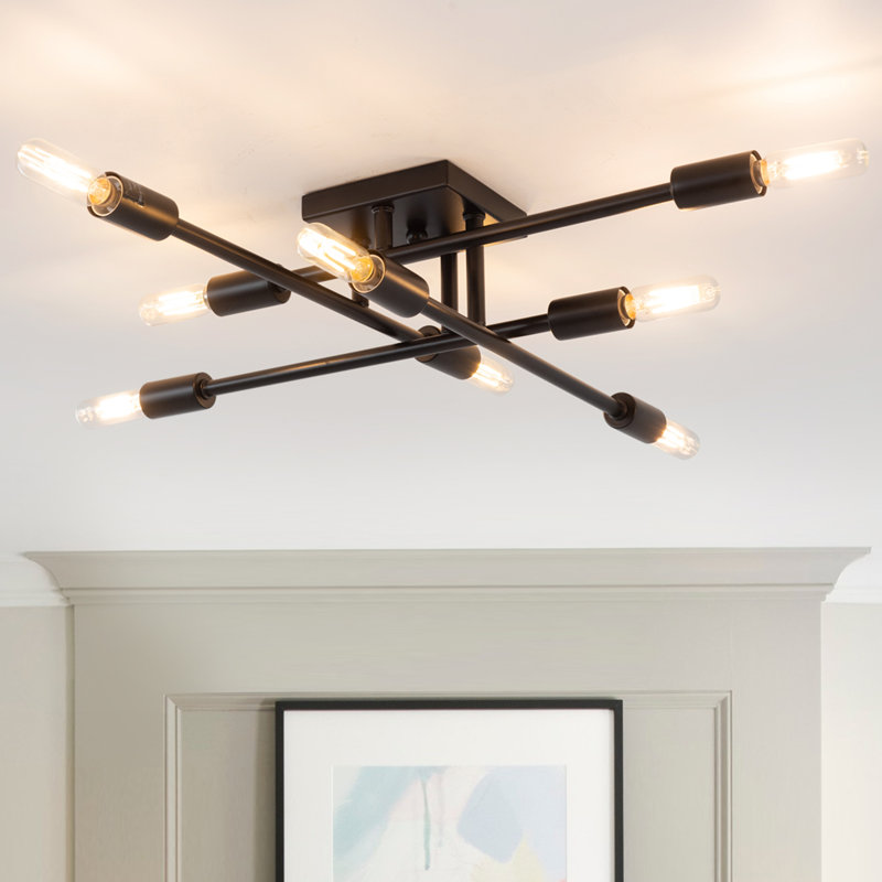Plafonnier encastré 8 lumières 21,85 po Aubriauna, Noir