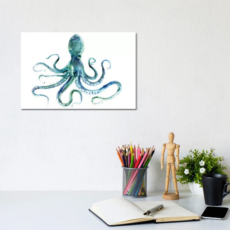 Octopus by Edward Selkirk - Print on Canvas, Black Framed, 20.32 cm H x 30.48 cm W