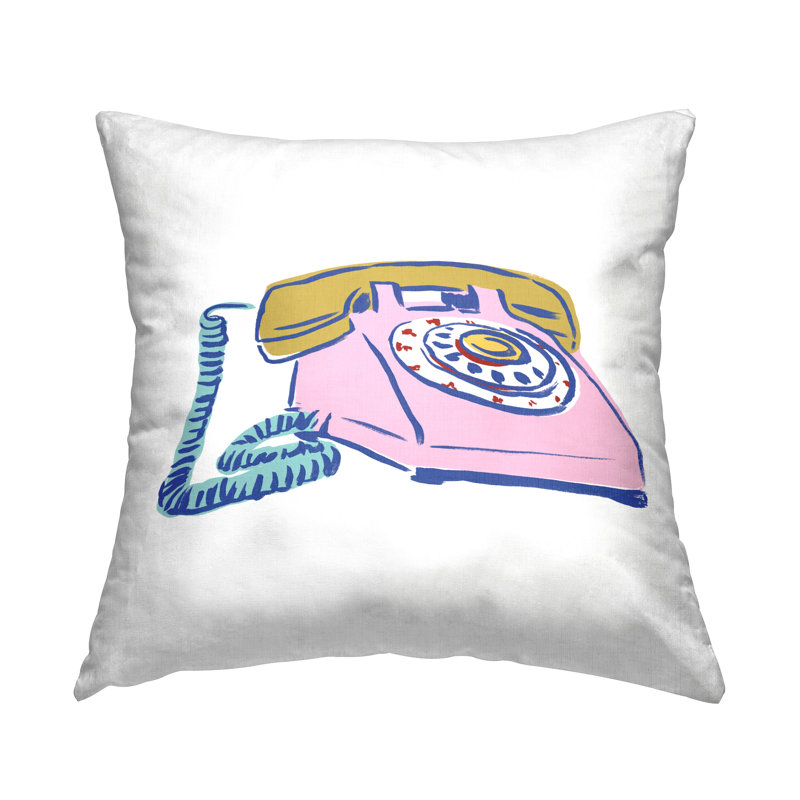 Coussin décoratif rétro avec téléphone imprimé par June Erica Vess