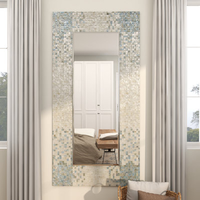 Miroir mural en nacre bleu