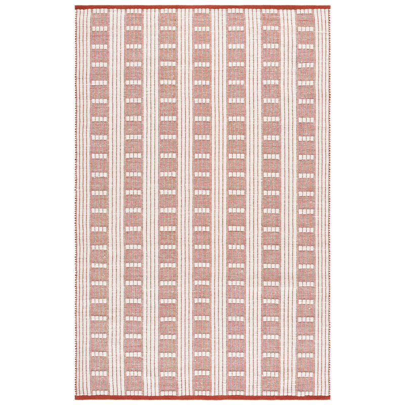 Vermont 951 Flatweave Wool/Cotton Geometric Rug in Rust/Ivory, Rectangle 5' x 8'