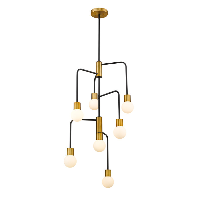 Lustre à niveaux 7 lumières unique Dasher, Laiton fonderie