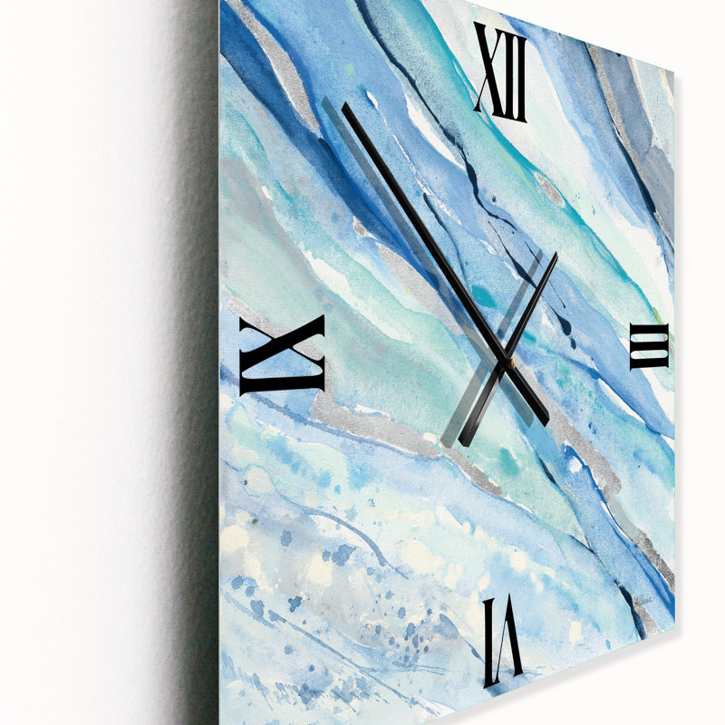 Horloge murale moderne Blue Silver Spring I, Petit