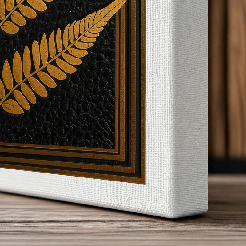 Golden Fern Study Botanical - Wrapped Canvas, 30x20 - 76.2 x 50.8 cm, White Border