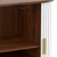 Armoire à vin cannelée avec support à vin à 8 grilles, 5 tablettes réglables à 5 niveaux, 2 porte-verres, portes tambour coulissantes, 4 espaces de rangement cachés sur le côté, station de café moderne-129434460