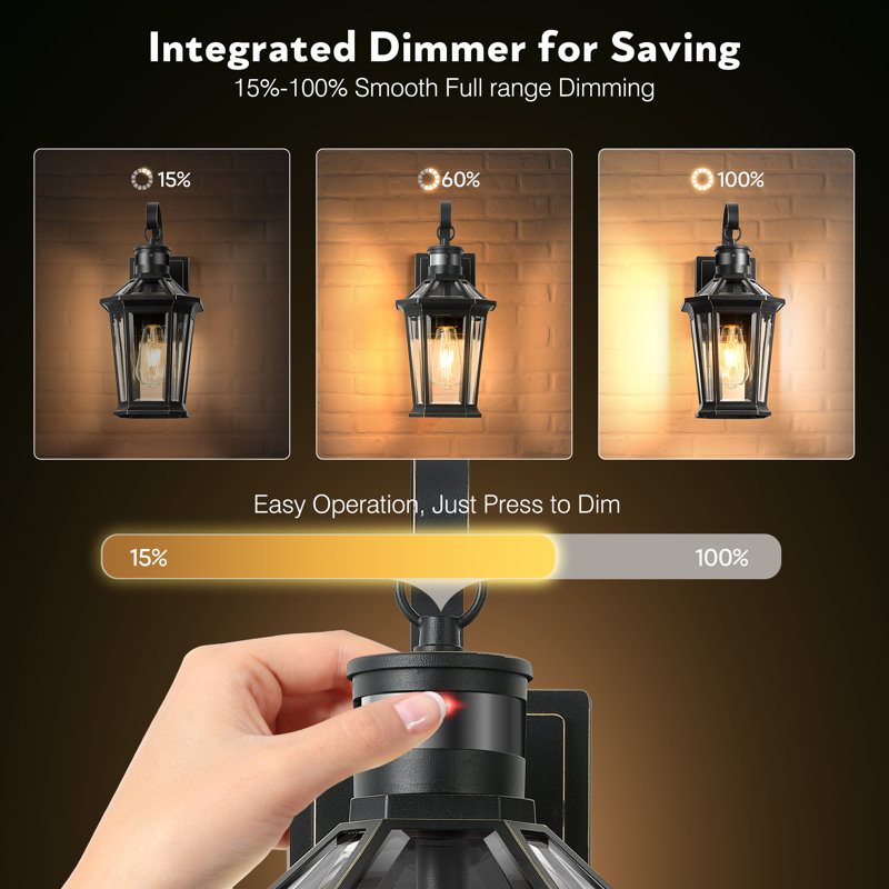 Lark Manor Motion Sensor Outdoor Wall Lights, Dusk to Dawn Outdoor Carriage Lights Wall Mount, Black(Gold Trim)