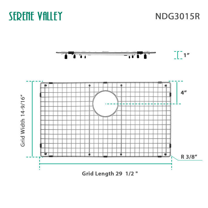 29.53-in x 14.92-in Rear Drain Heavy-Duty Stainless Steel Sink Protector