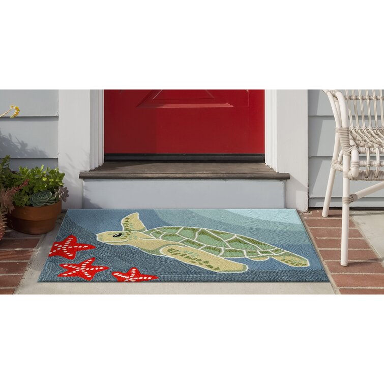 DBK Transitional Rugs Frontporch Sea Turtle Indoor/Outdoor Rug