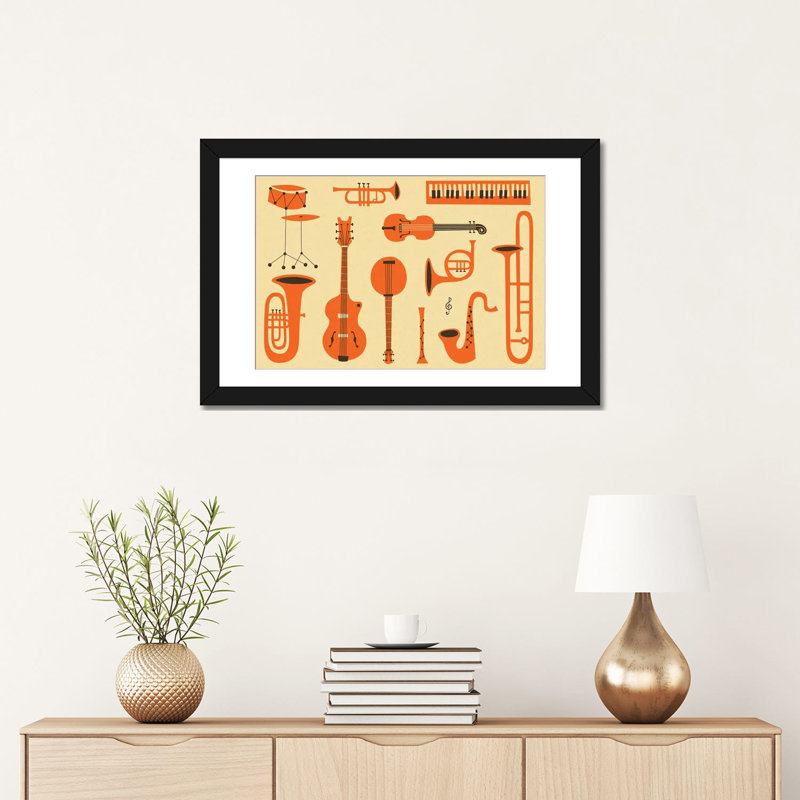 «Just Jazz I», impression sur toile, H 16 po x l 24 po x P 1 po, Papier d'art encadré noir, Blanc