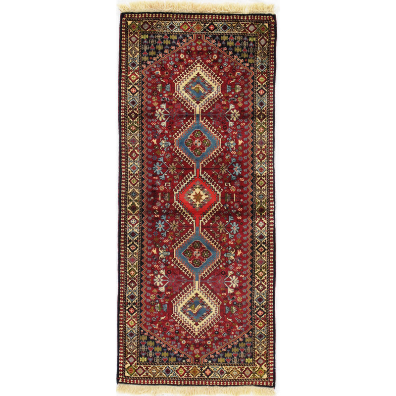 Tapis de couloir unique rouille / bleu marine / beige noué à la main de 2 pi 8 po x 6 pi 5 po