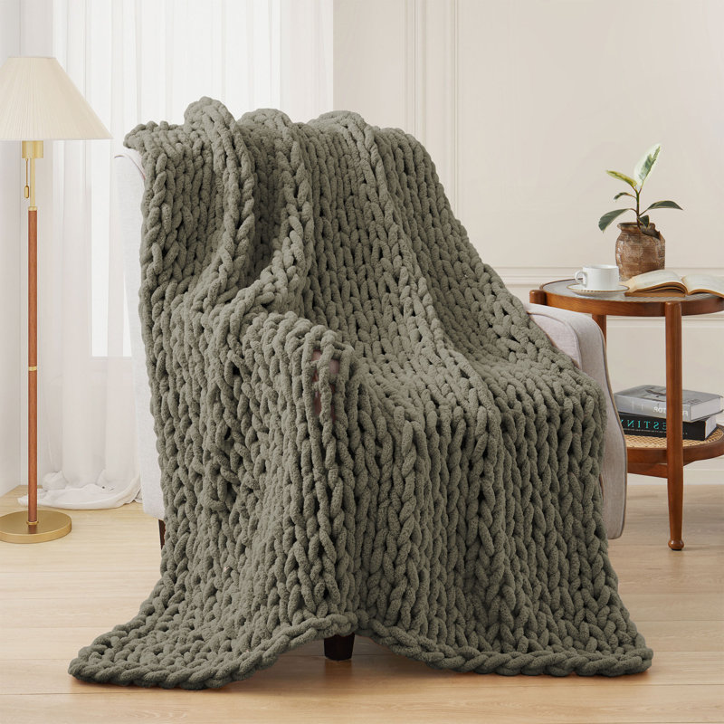 Jeté en laine Peace Nest Chunky Knit, Sage