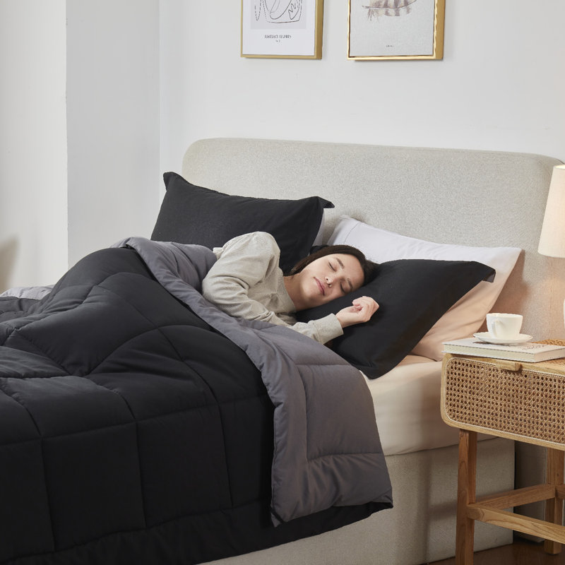 Twin Black and Gray Reversible Microfiber Duvet
