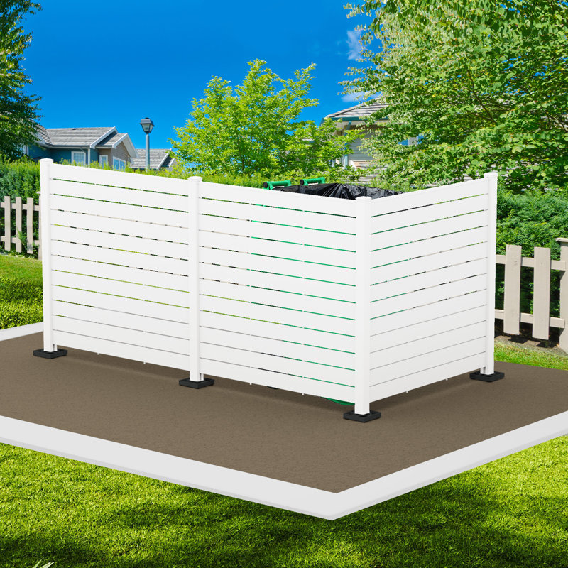 Paravent extérieur l 50 po x H 48 po Kozyard avec poteaux en aluminium, panneaux de clôture de climatiseur, clôture pour équipement de piscine, ensemble de clôture de poubelle pour patio extérieur blanc / 3 panneaux