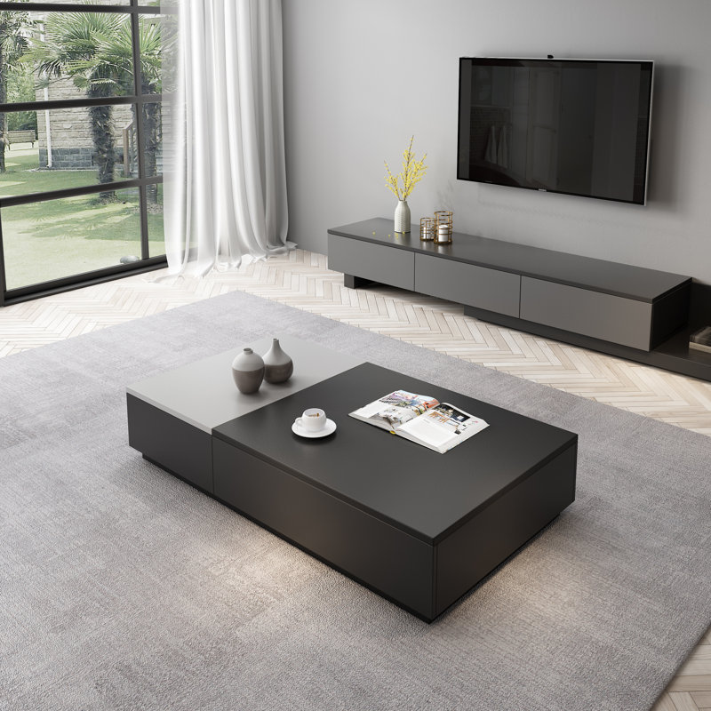 Table basse à plateau relevable de 51 po avec compartiment de rangement dissimulé et tiroirs Nadolyn