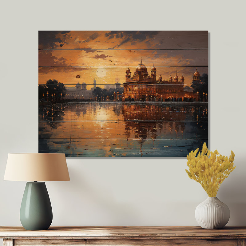 «Hinduisim Golden Temple II» sur impression sur bois, H 24 po x l 32 po x P 0,78 po