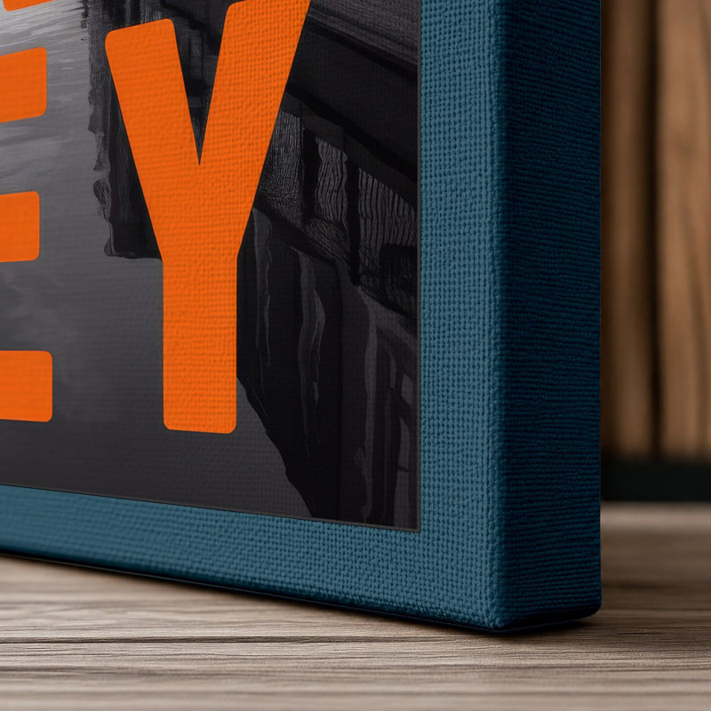 Hackney Typography - Wrapped Canvas, 30x20 - 76.2 x 50.8 cm, Teal Border