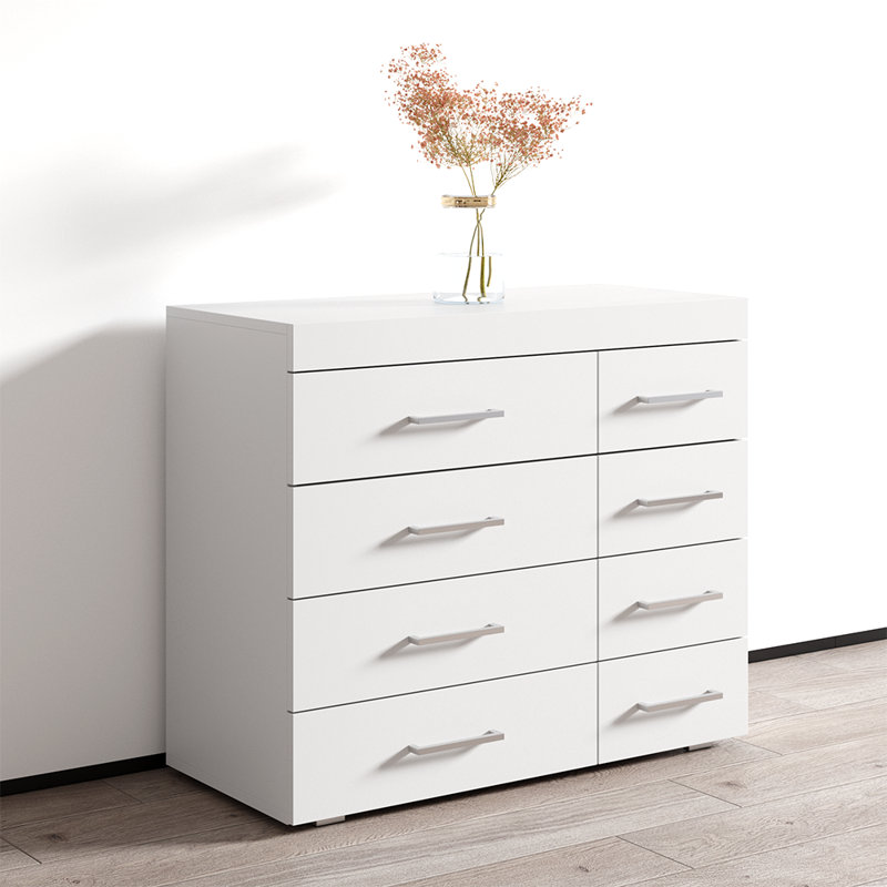 Commode 8 tiroirs l 35 po, Blanc